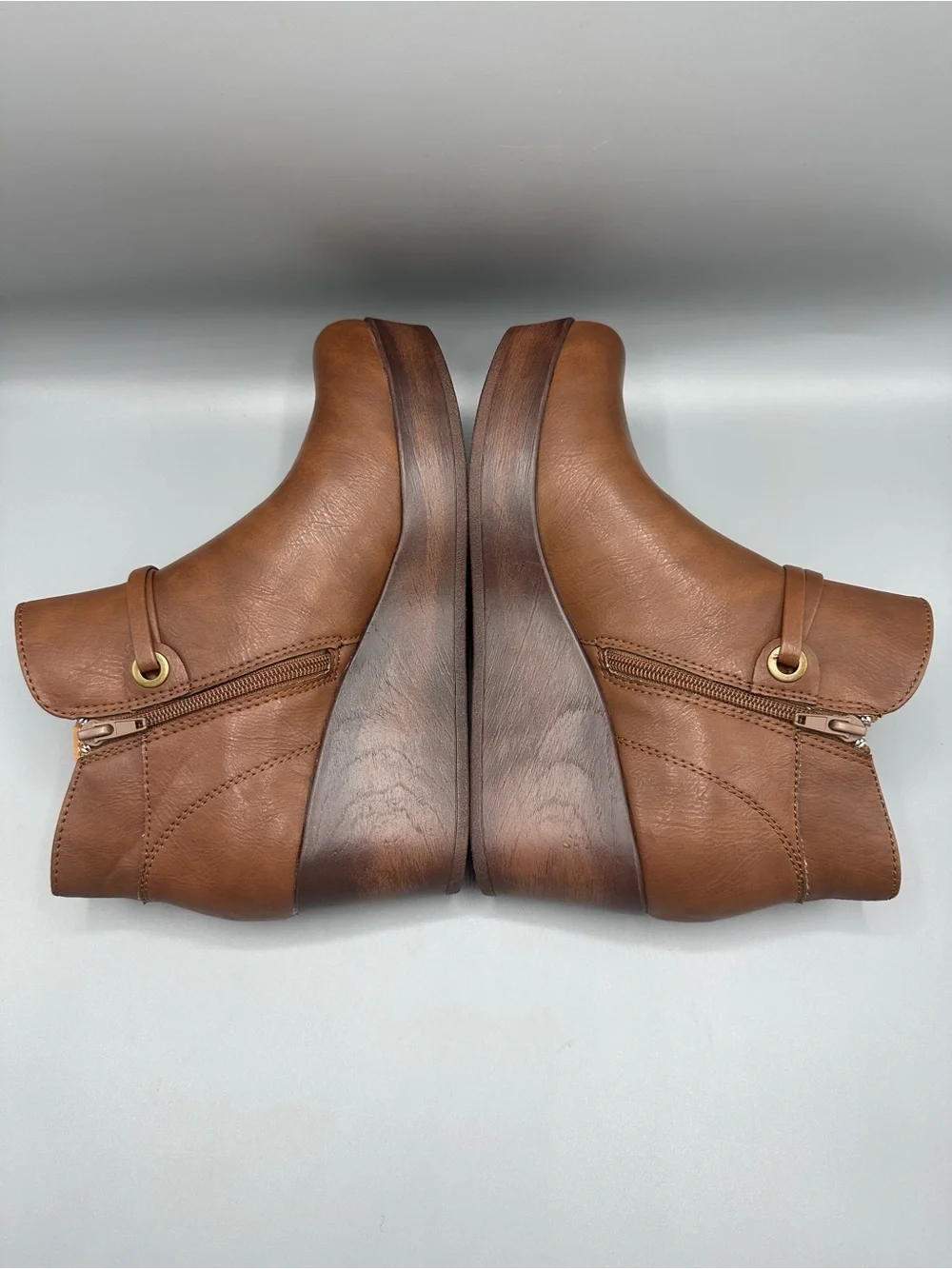 BOC By Born Faux Leather Zip Wedges Boots Women’s Size 9.5M Brown